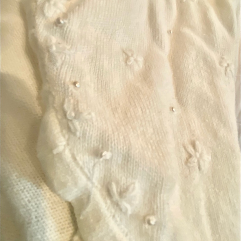 White jacket long sleeves kids size  L with beads and stitched flowers